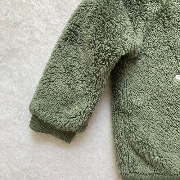 Pekkle 9M Olive Green Dinosaur Fuzzy Sweatshirt VGUC Baby Boy - Picture 5 of 16